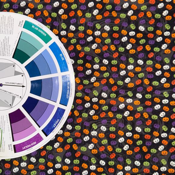 Mini Pumpkins in Orange, Green & Purple Halloween Cotton Fabric - 1/2 Yard - Picture 7 of 8